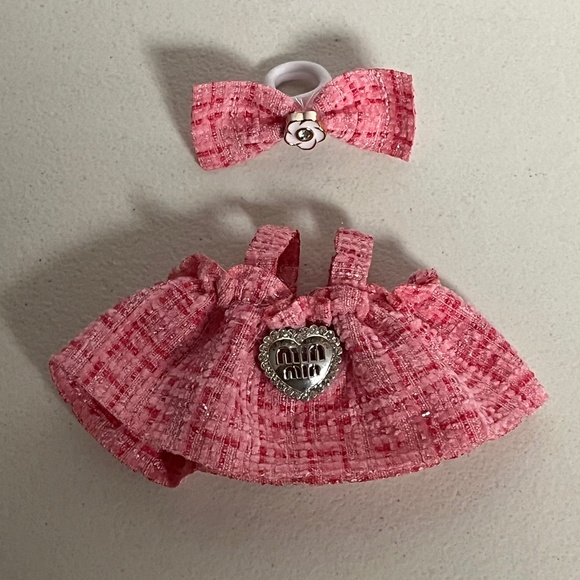 Labubu Designer Dress Bow Clothing Outfit Pink Clothes Accessories Monsters Doll - Picture 2 of 5